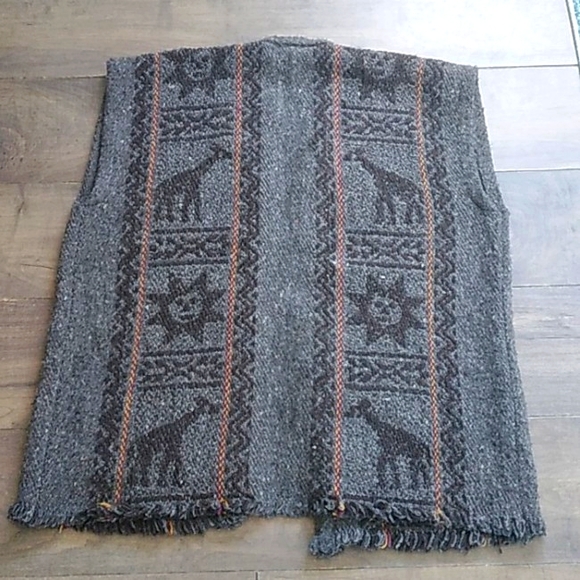 VTG 90S NUSTA 100% WOOL BOHO SUN VEST MADE IN ECUADOR MENS XXL - Picture 5 of 7